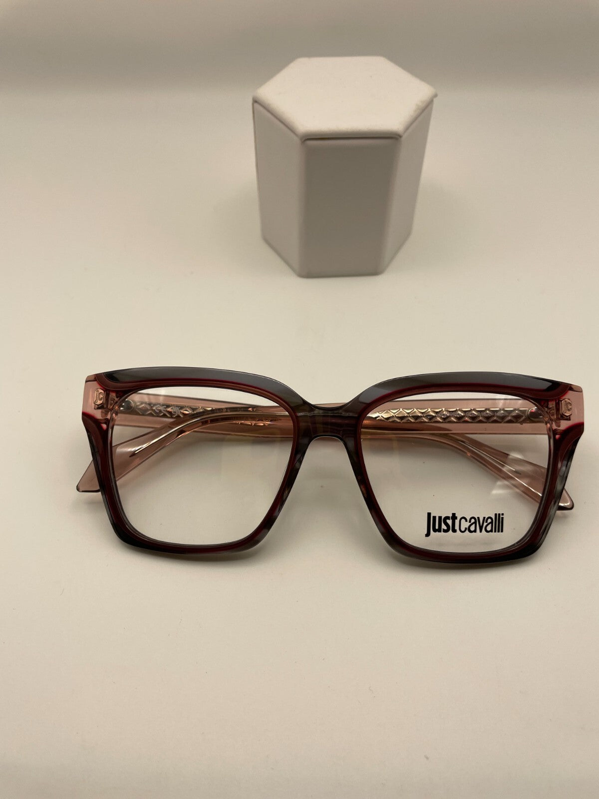 Just Cavalli Brand VJC002V Model 52 Eye Transparent Striped Grey NEW