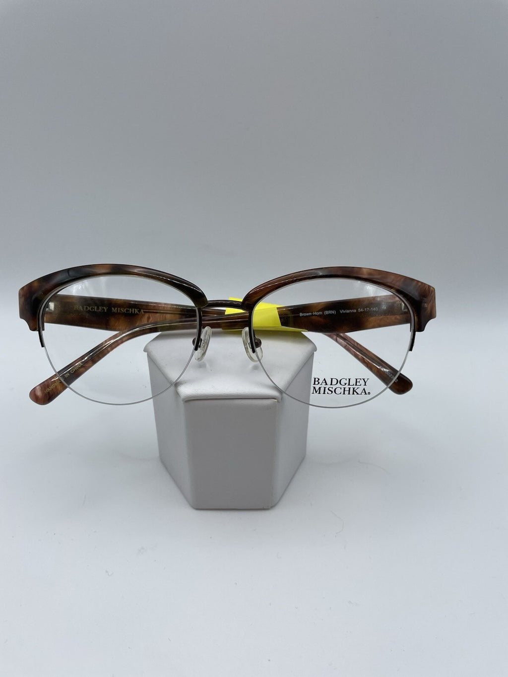 Badgley Mischka Brand Vivianna Model 54 Eye Brown Horn NEW