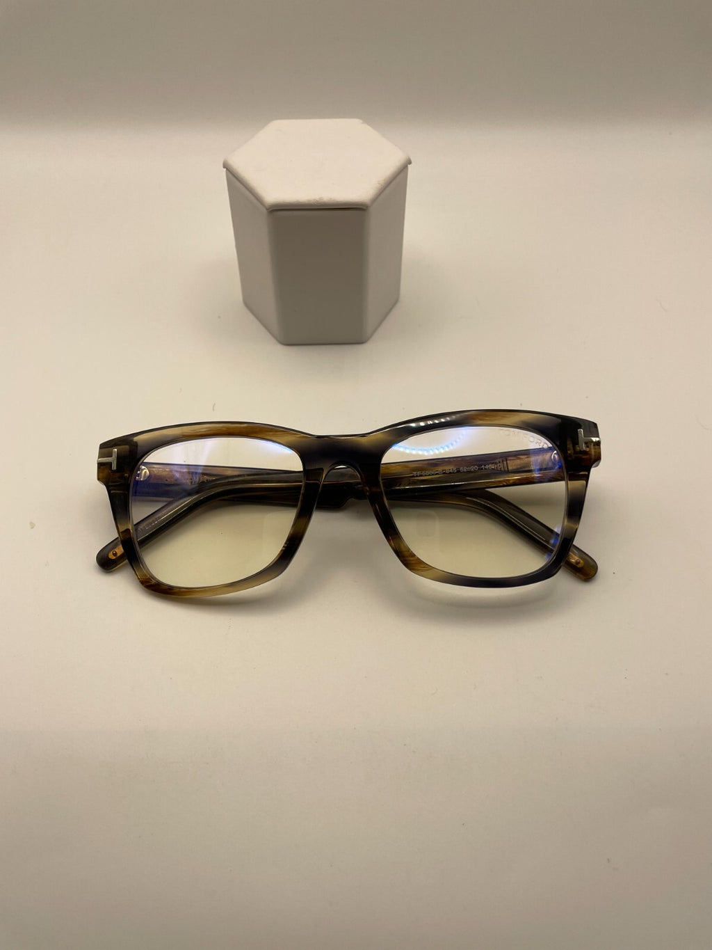TOM FORD Brand TF5886-B Model 52 Eye Striped Grey Brown NEW