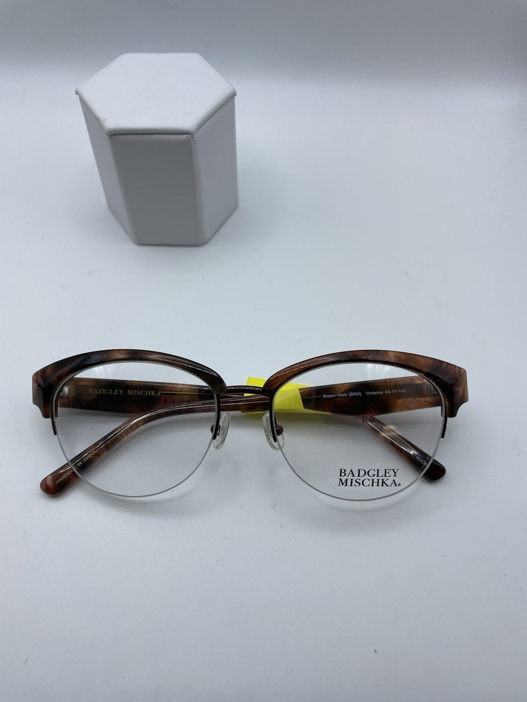 Badgley Mischka Brand Vivianna Model 54 Eye Brown Horn NEW