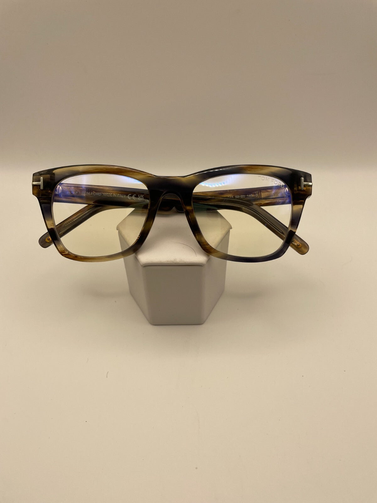 TOM FORD Brand TF5886-B Model 52 Eye Striped Grey Brown NEW