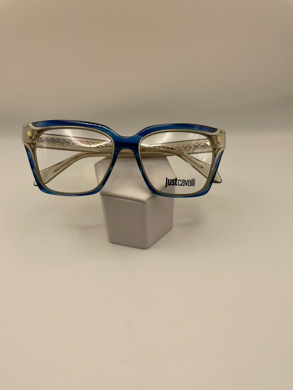 Just Cavalli Brand VJC002V Model 52 Eye Shiny Striped Blue NEW